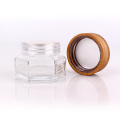 30g Bamboo lid glass eye cream container face cream jar with gold printing